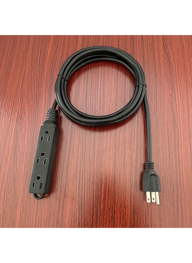 Heavy Duty 10ft Surge Protector Extension Cord 3 14AWG 1800W US Plug Black - Image 1