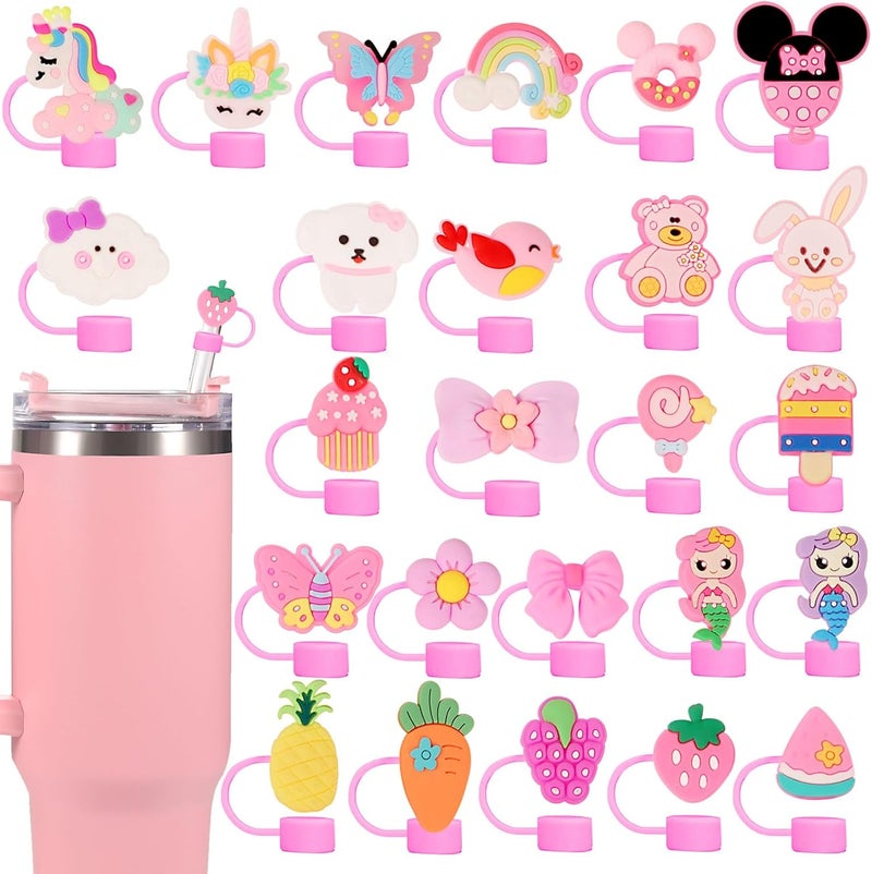 DALOO 25 Pack Cute Silicone Straw Cover Cap for Stanley Cup Accessories, 10mm Topper Compatible With 30&40 Oz Tumbler, Modern Covers - Image 1