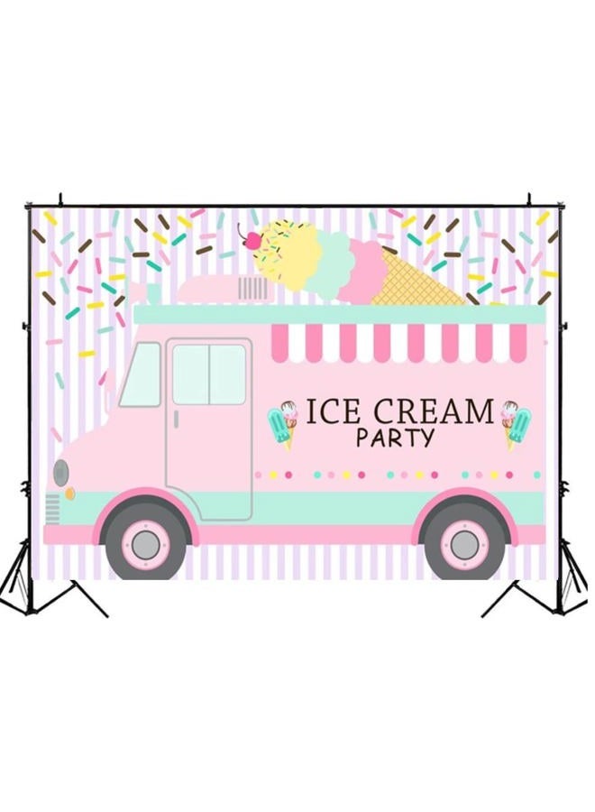 خلفية حفلة الآيس كريم عربة الآيس كريم الوردية صورة طفل رضيع خلفية ديكور حفلة عيد الميلاد خلفية استوديو التصوير 5x3 قدم - Image 2
