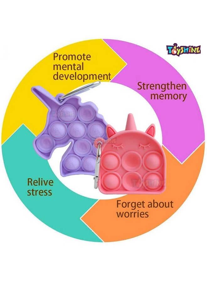 Toyshine Toyshine Pack of 4- Big Unicorn, Dearmy Unicorn, Purple Unicorn, Bubble Key Ring- Fidget Popping Sounds Toy, BPA Free Silicone, Push Bubbles Toy for Autism Stress Reliever, Sensory Toy Pop It Toys - Image 2