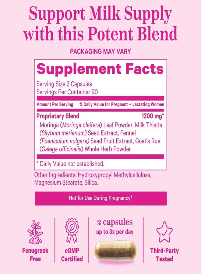 Pink Stork Pumping Moms Lactation Support for Breast Milk Supply with Goat's Rue and Moringa - 180 Capsules - Image 4
