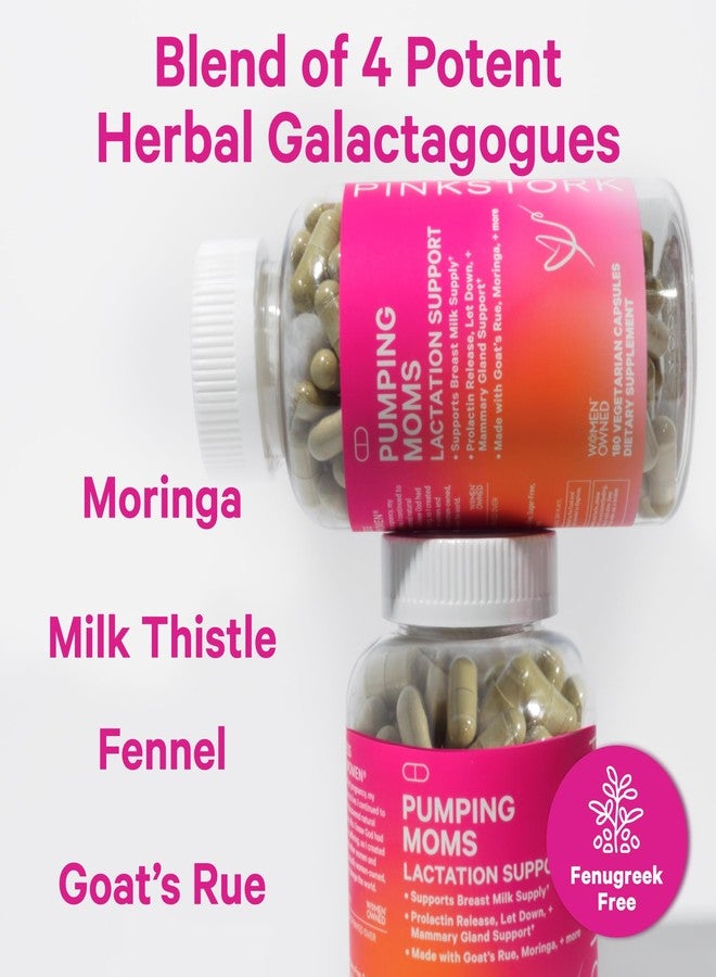 Pink Stork Pumping Moms Lactation Support for Breast Milk Supply with Goat's Rue and Moringa - 180 Capsules - Image 2