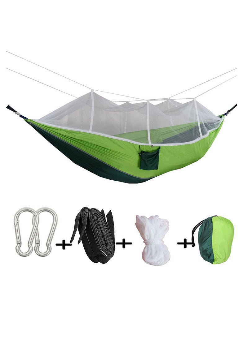 Double Camp Hammock with Mosquito Net, Ultra Light Parachute Fabric Hammock for Camping, Backpacking, Hiking
