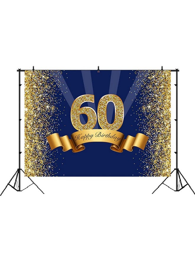 Lofaris Happy 60Th Birthday Photography Backdrop For Adult Men Navy Blue And Glitter Gold Sixty Years Old Background Shiny 60Th Anniversary Party Decorations Photo Booth Props 7X5Ft  - Image 3