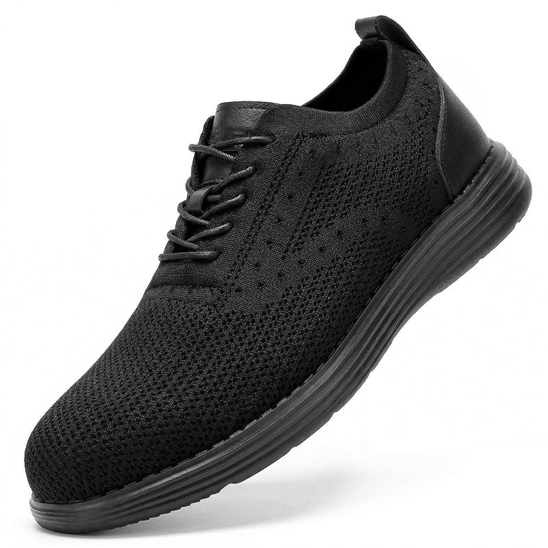 Furuian Steel Toe Shoes for Men Safety Shoes for Men Casual Dress Work Sneakers Lightweight Steel Toe Work Sneakers Comfortable Safety Tennis Oxfords All Black - Image 2