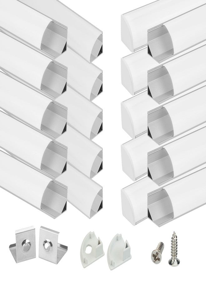 Muzata 20Pack 3.3FT/1M V Shape LED Channel Silver Aluminum LED Strip Diffuser Channel with Milky White Cover Frosted Corner Lighting Easy Installation V1SW WW 1M - Image 1