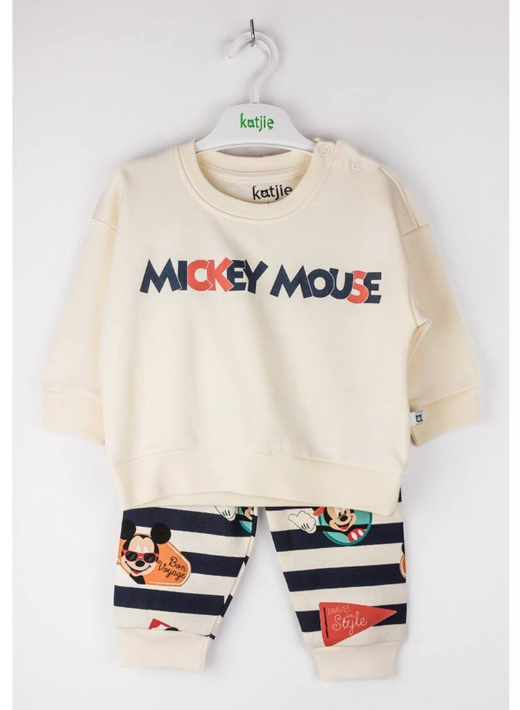 Katjie Baby Boys' Mickey Mouse 2-Piece Outfit – Sweatshirt & Printed Pants  - Image 1