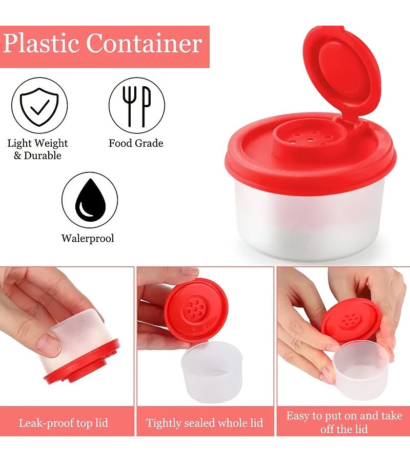 Light Blue L 3pcs Plastic Salt and Pepper Shaker Set Airtight Reusable Bottles for Camping Picnic Outdoor Travel Kitchen Spice Jar Dispenser and Powder Sprinkler - Image 4
