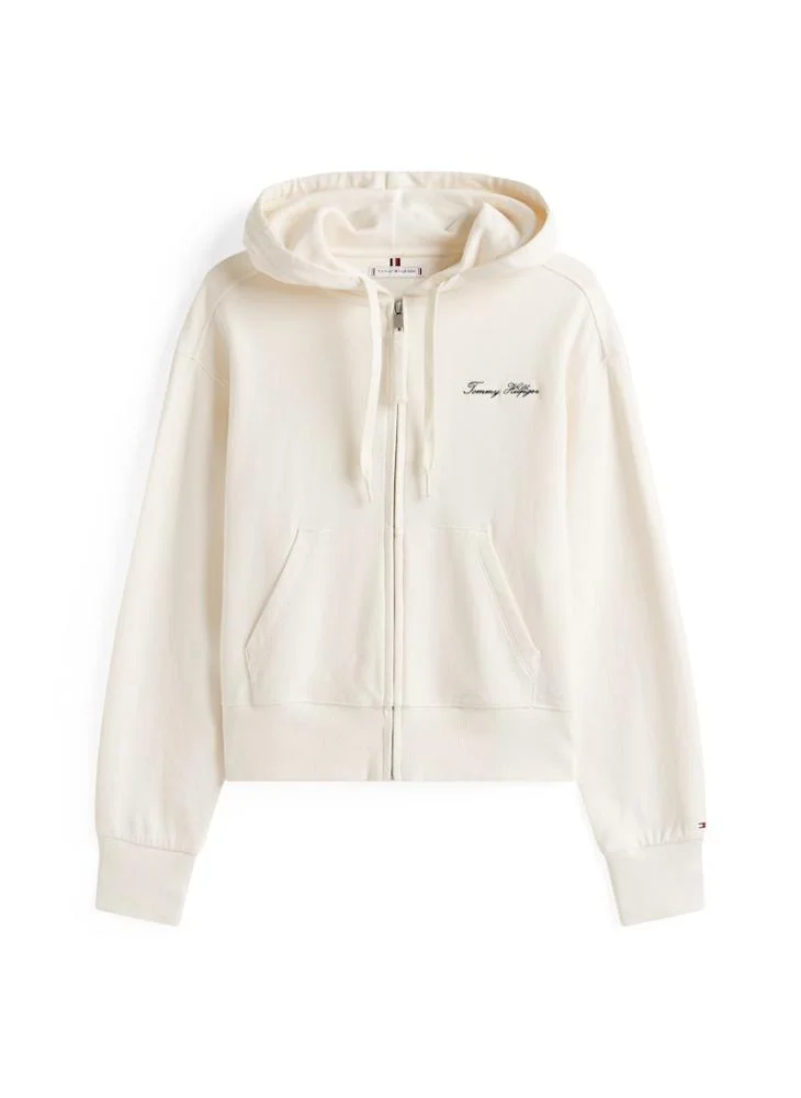 TOMMY HILFIGER SCRIPT REG PIQUE ZIP-UP HOODIE