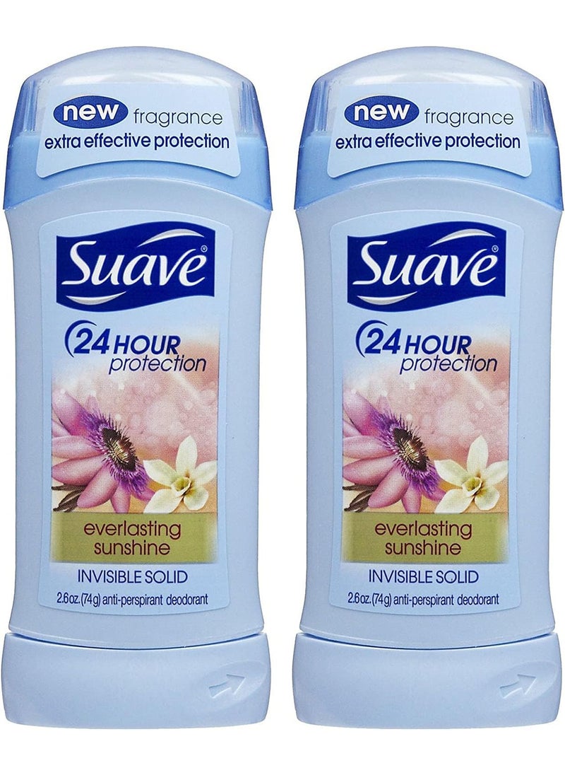 Suave - Suave Invisible Solid Antiperspirant Deodorant, Everlasting Sunshine - 2.6 oz - 2 pk - Image 1