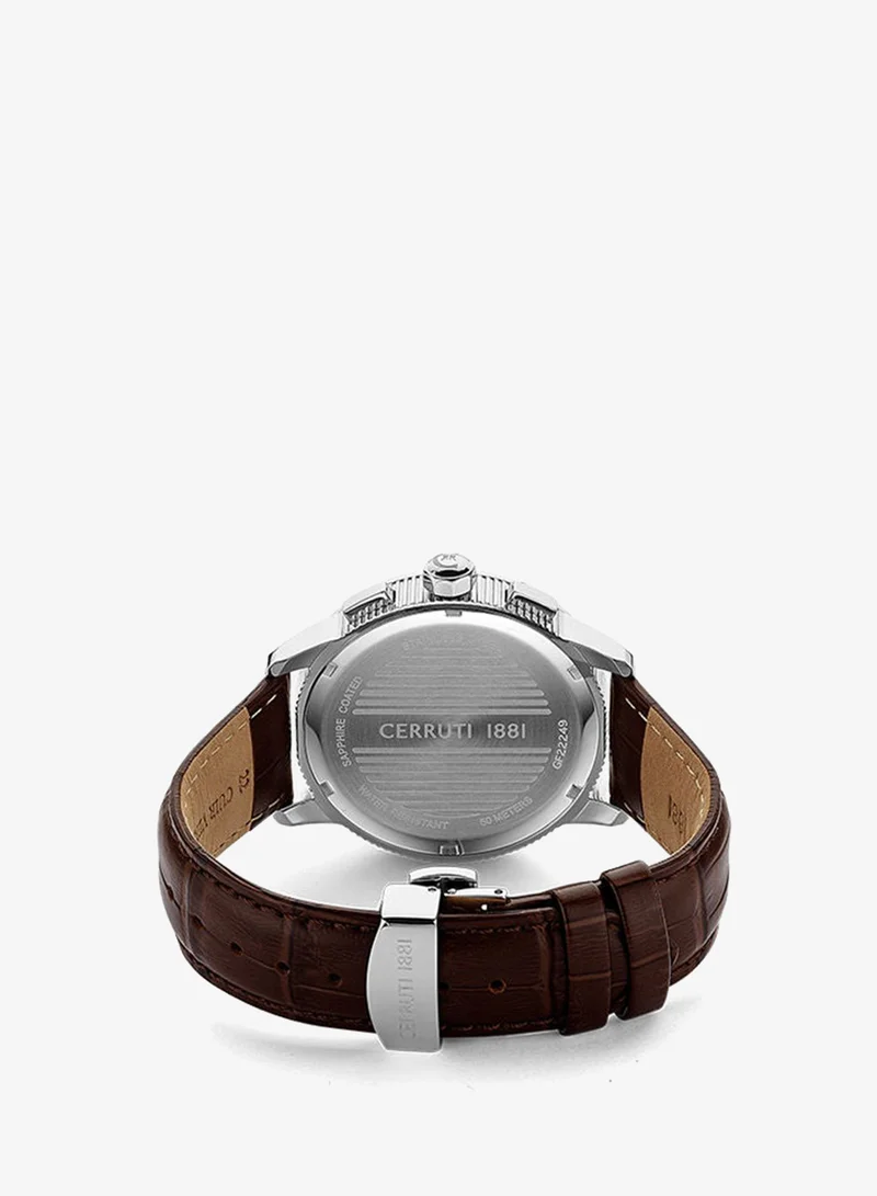 CERRUTI 1881  Men's Round Shape Leather Band Analog Wrist Watch 44 mm - Orange Dial - CIWGF2224904 for Men | Best Price UAE