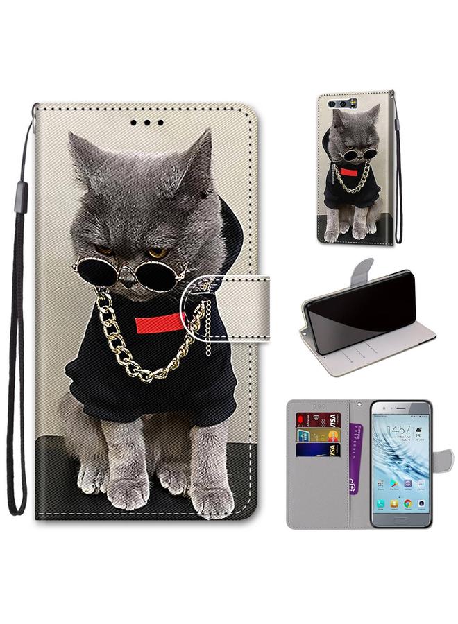 S-TOP Case For Huawei Honor 9 Coloured Drawing Cross Texture Horizontal Flip PU Leather Case with Holder & Card Slots & Wallet & Lanyard - Image 1