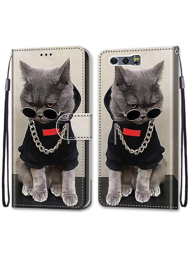 S-TOP Case For Huawei Honor 9 Coloured Drawing Cross Texture Horizontal Flip PU Leather Case with Holder & Card Slots & Wallet & Lanyard - Image 2