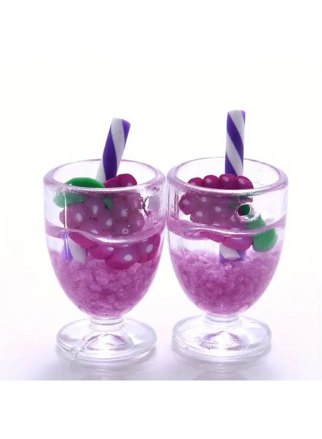 ستايل 4 قلادات مشروبات صيفية بمحاكاة الراتنج 10 قطع إكسسوارات مفتاح DIY - Image 1