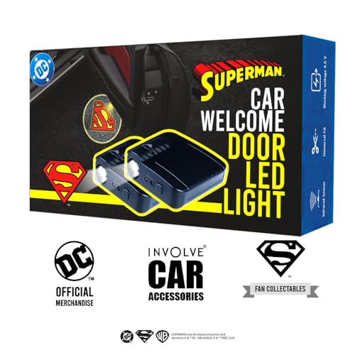 Involve your senses Involve DC Superman Logo Projector LED Car Door Lights – Set of 2 Pcs | Wireless Courtesy Welcome Lights with Shadow Ghost Logo|OFFICIAL Licensed DC MERCHANDISE from Warner Bros | Car accessories 2025 - Image 3