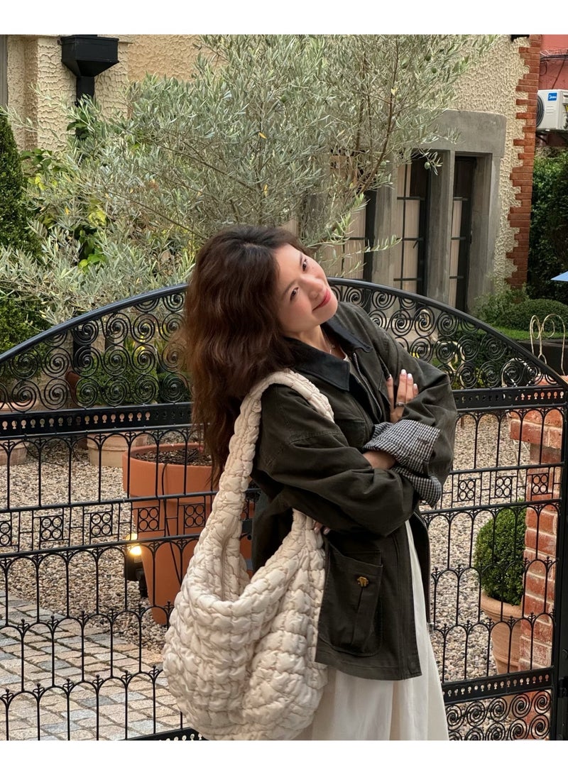 كوش حقيبة سحابة كبيرة ذات نسيج وحمل متقاطع - Image 4