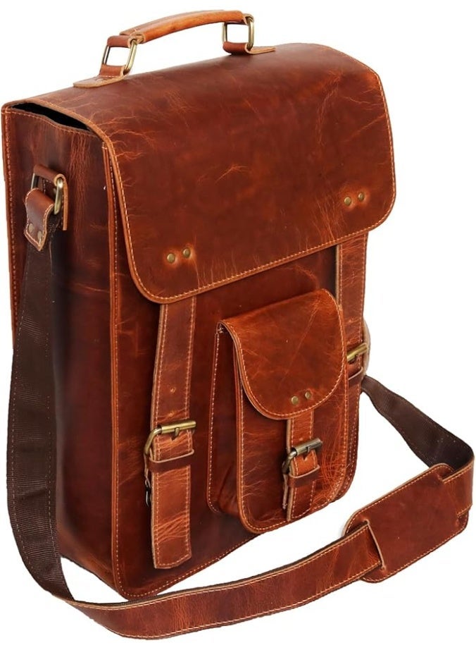 جالد حقيبة كتف جلدية من Jaald، حقيبة كمبيوتر محمول، حقيبة مكتب، هدية للرجال، حقيبة كمبيوتر بتصميم عتيق - Image 4