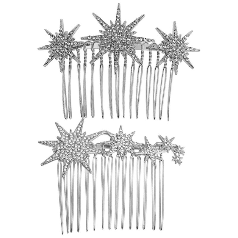 Beaupretty Hair Comb Metal Hair Side Combs Rhinestone Wedding Bride Headpieces Women Hair Accessories Silver 2 Count