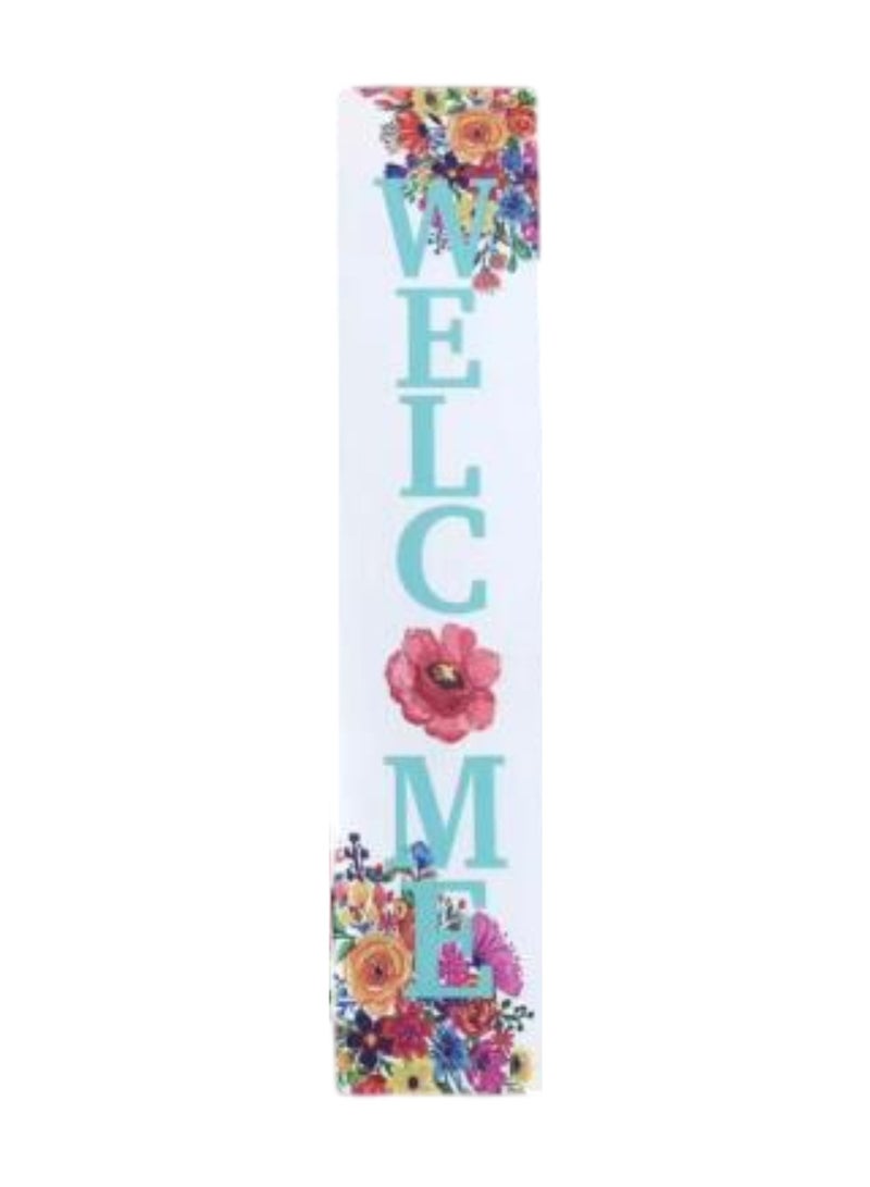 Decorhills 1PC Welcome Porch Sign Decor Wooden Hanging Sign Door Porch Standing Decorative Signs Plaques for Front Door Farmhouse Outdoor Indoor Welcome Sign Home Decoration - Color Blue/White - Image 2