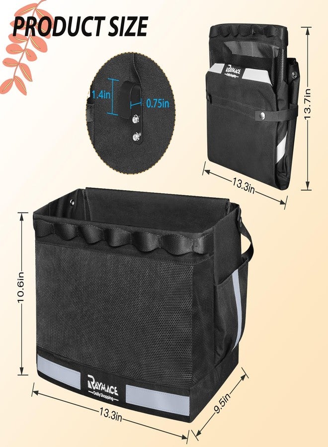RAYMACE 2Pack Bike Grocery Panniers for Bicycles and Ebikes,Bike Rack Bags with Reflective Spots and Side Pockets,Folding Bike Basket Fits for Most Rear Racks (Black) - Image 5