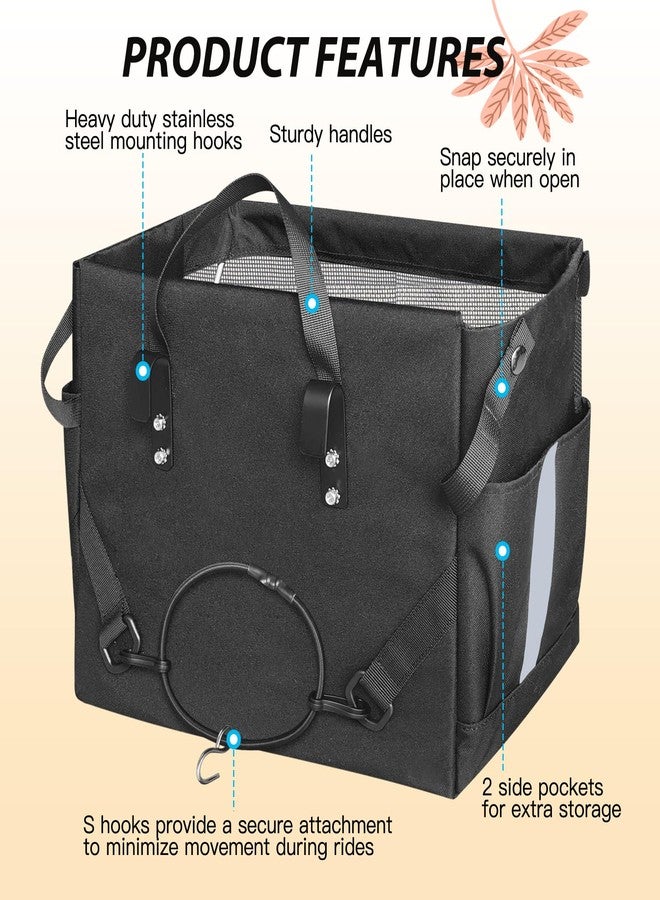 RAYMACE 2Pack Bike Grocery Panniers for Bicycles and Ebikes,Bike Rack Bags with Reflective Spots and Side Pockets,Folding Bike Basket Fits for Most Rear Racks (Black) - Image 3