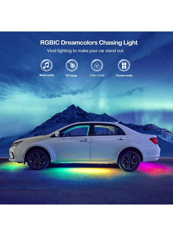 Yielinth أضواء LED تحت السيارة، 6 قطع أضواء LED ذكية RGB-IC مع تأثير مطاردة الألوان الحلمية و16 مليون لون مع تطبيق وجهاز تحكم عن بعد، مجموعة أضواء تحت السيارة مقاومة للماء للسيارات، SUVs، الشاحنات - Image 2