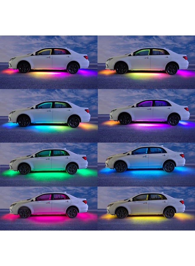 Yielinth أضواء LED تحت السيارة، 6 قطع أضواء LED ذكية RGB-IC مع تأثير مطاردة الألوان الحلمية و16 مليون لون مع تطبيق وجهاز تحكم عن بعد، مجموعة أضواء تحت السيارة مقاومة للماء للسيارات، SUVs، الشاحنات - Image 3