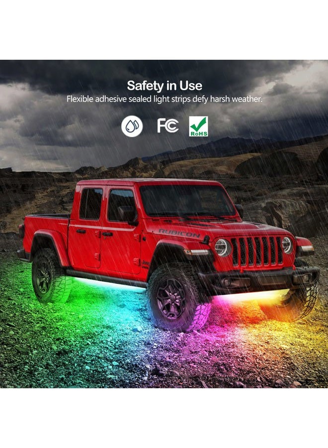 Yielinth أضواء LED تحت السيارة، 6 قطع أضواء LED ذكية RGB-IC مع تأثير مطاردة الألوان الحلمية و16 مليون لون مع تطبيق وجهاز تحكم عن بعد، مجموعة أضواء تحت السيارة مقاومة للماء للسيارات، SUVs، الشاحنات - Image 5