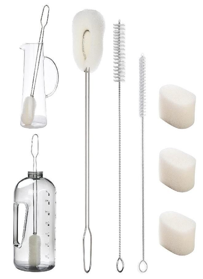 ALINK ALINK 14.5" Extra Long Sponge Bottle Brush Cleaner Set, 6-Pack Cleaning Brush for 1/ Half Gallon Water Bottle, 128 oz 64oz 30oz Tumbler, Thermos, Jug, Teapot, Glass Pitcher  - Image 1