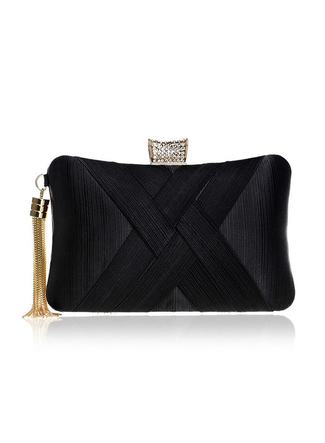 Loquat Ladies Satin Tassel Clutch Bags Chain Shoulder Handbags Women Evening Wedding Purse BagWomen Clutch Bag with Chain Shoulder Strap Top Quality Customized Colored Clutch Handbag Woman Luxury Bag - Image 4