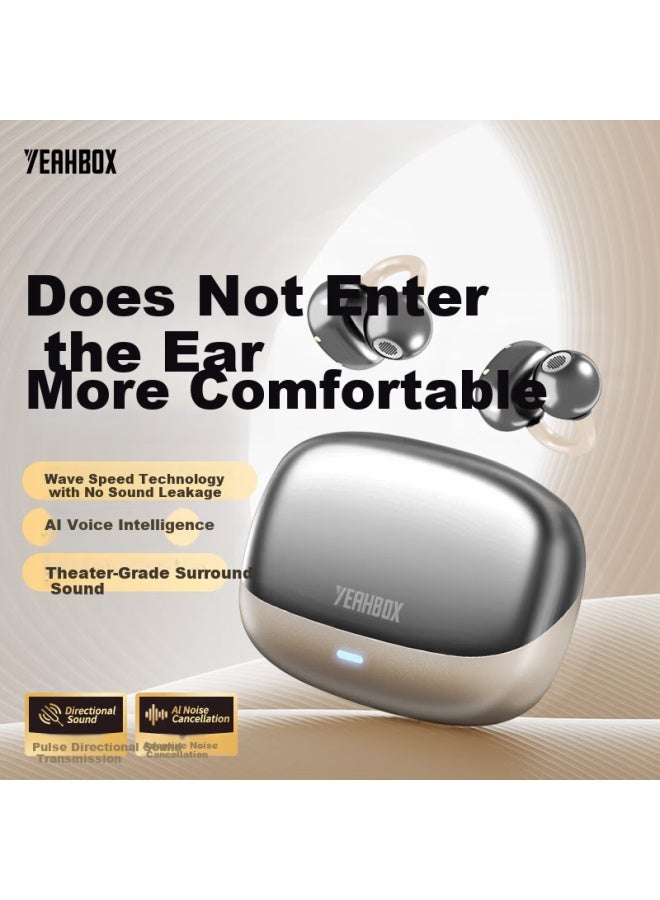 Yeahbox Popoair Bluetooth Earphones Long Battery Life Clip-on Wireless Sports Running Call Ai Active Noise Cancelling Earphones Birthday Gift Glazed Gold - Image 5