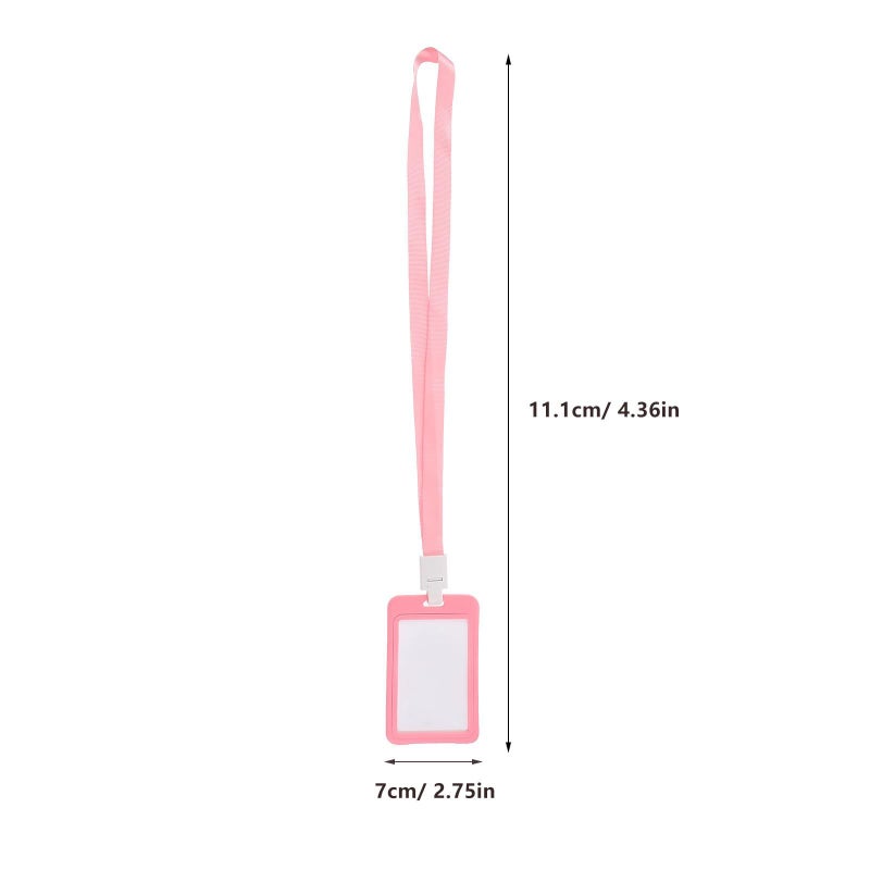 Pink Portable ID Card Holder with Lanyard for Employees Students Office and School Use - Image 3