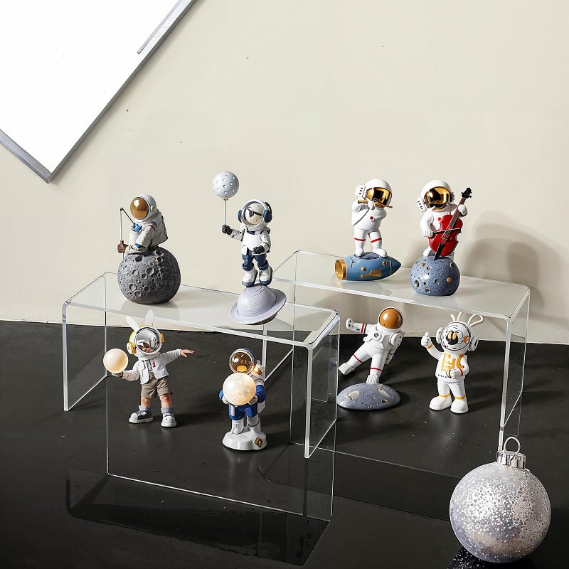 Limbeuuu 4 Pack Acrylic Risers Display Stands, Display Stands for Collectibles, Clear Acrylic Shelf for Show Decor, Toys, Cupcake (9.4 x 3.1 x 4.3 inches) - Image 5