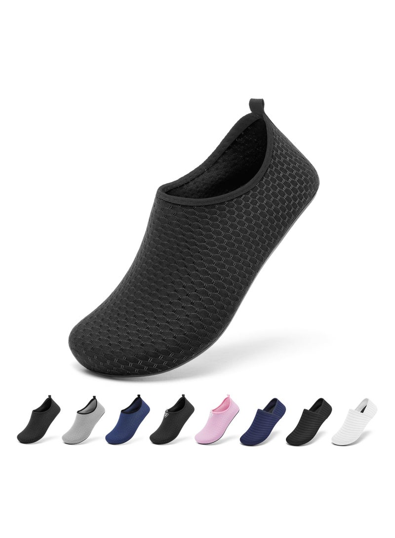 Excefore Water Shoes Women's Men's Outdoor Beach Swimming Aqua Socks Quick-Dry Barefoot Shoes Surfing Yoga Pool Exercise  (Black, 42-43, 26.2cm) - Image 1