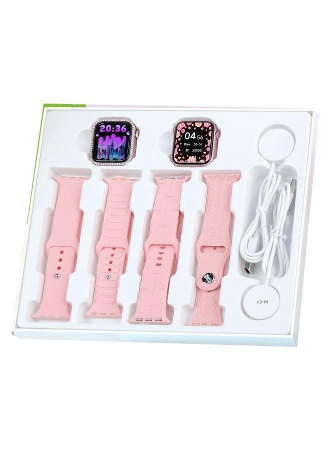 Modio U98 MINI 36mm Smartwatch Combo for Ladies and Girls – Elegant Pink Smart Watch with 4 Interchangeable Straps and Wireless Charger – Compact Touch Display, Fitness Tracking, Call Alerts, and Stylish All-Day Wear for Workouts or Fashion - Image 2