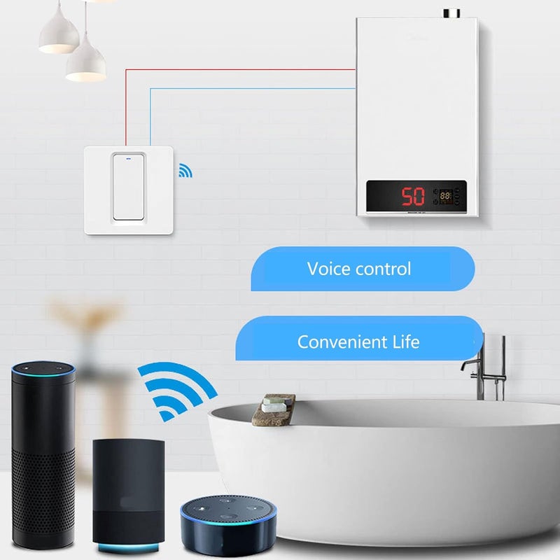 خيارات شراء متنوعة مفتاح حائط ذكي مع مؤقت، AC100-240V تحكم صوتي عبر تطبيق، مفتاح لمس عن بعد لسخان الماء جودة مضادة لرطوبة التآكل خيارات تصميم موفرة جودة مطورة عامة تصميم عصري لكل اختيار - Image 4