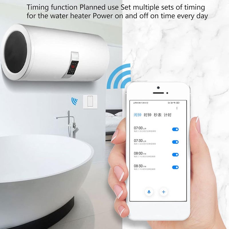خيارات شراء متنوعة مفتاح حائط ذكي مع مؤقت، AC100-240V تحكم صوتي عبر تطبيق، مفتاح لمس عن بعد لسخان الماء جودة مضادة لرطوبة التآكل خيارات تصميم موفرة جودة مطورة عامة تصميم عصري لكل اختيار - Image 3
