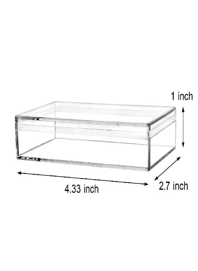 Dedoot dedoot Clear Acrylic Box with Lids, 4 Pack 4.3x2.7x1 Inch Clear Acrylic Plastic Square Cube Storage Candy Box Containers for Wedding, Party, Treats, Coin, Jewelry Accessories  - Image 1
