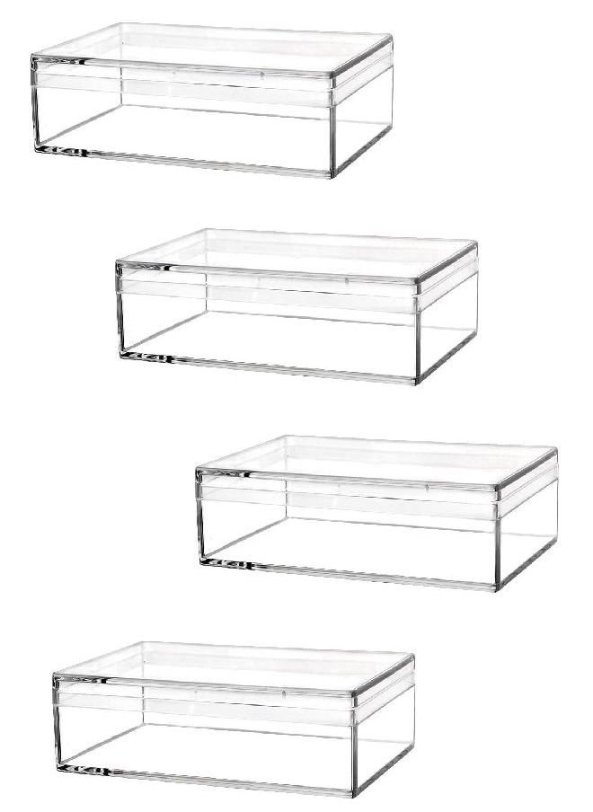 Dedoot dedoot Clear Acrylic Box with Lids, 4 Pack 4.3x2.7x1 Inch Clear Acrylic Plastic Square Cube Storage Candy Box Containers for Wedding, Party, Treats, Coin, Jewelry Accessories  - Image 3