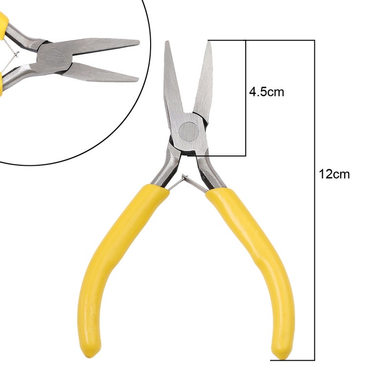 Handmade DIY Tool Pliers Multifunctional Punching Pliers Jewelry Toothless Pointed Nose Pliers Oblique Wire Cutting Pliers Hardware Tools #40 yellow handle flat nose pliers (no teeth) 