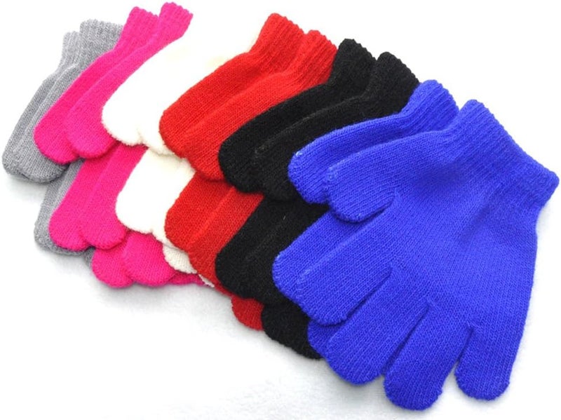 BaiX Little Kids Solid Winter Knitted Full Finger Gloves, 3-8 Years Old - Image 3