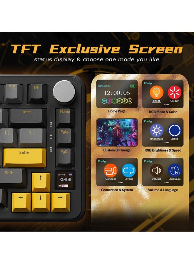 X85Pro Game Mechanical Keyboard Three Mode RGB Bluetooth Wireless Customization Hot Plug With Display Screen Office
