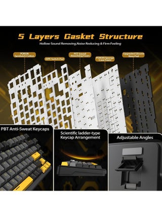 لوحة مفاتيح الألعاب الميكانيكية اللاسلكية X85Pro، تصميم مضغوط بنسبة 75%، قابلة للتبديل السريع، شاشة TFT ذكية ومقبض معدني، متوافقة مع أجهزة الكمبيوتر الشخصية وأجهزة Mac - view 3