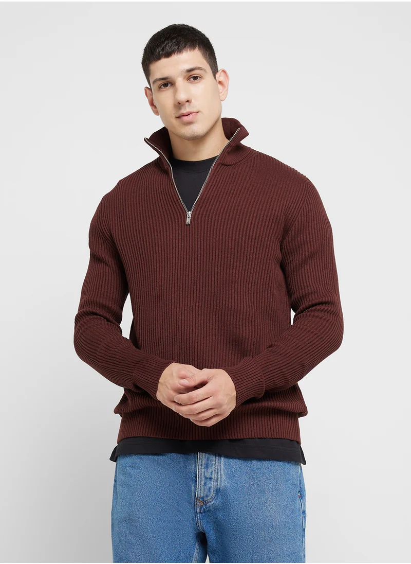 JACK & JONES Half Zip Knitted Sweater