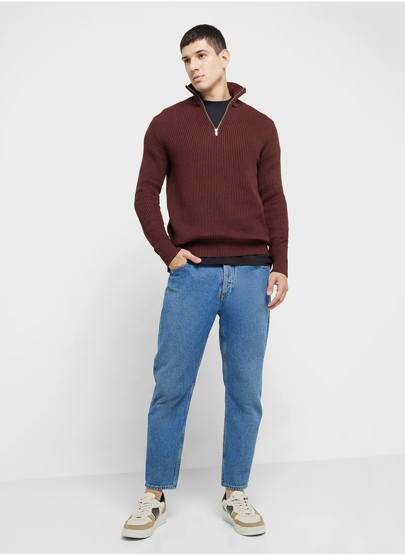 JACK & JONES Half Zip Knitted Sweater