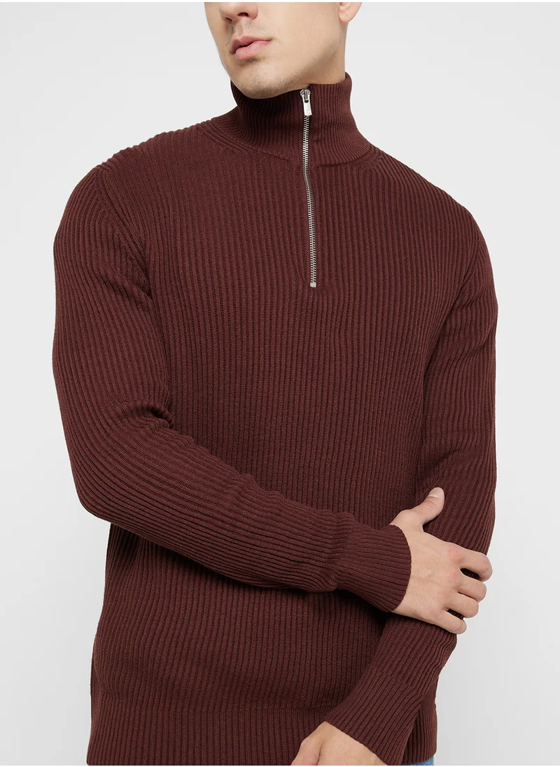 JACK & JONES Half Zip Knitted Sweater