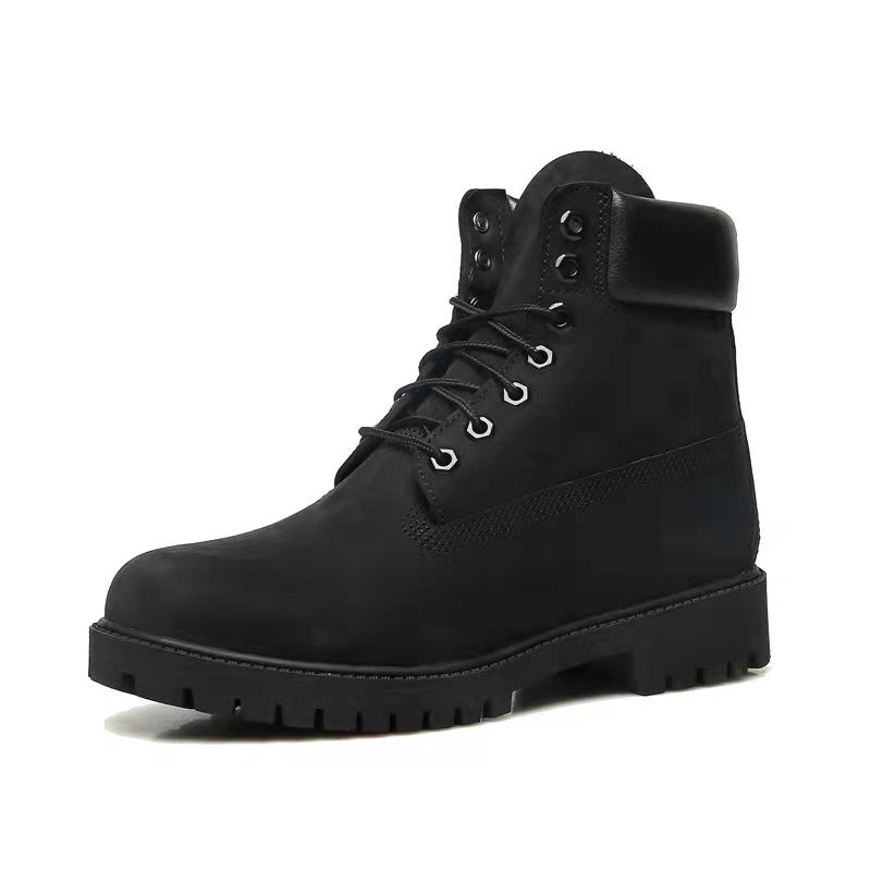 Can'T Kick Classic Rhubarb Boots Thick Bottom Martin Boots Men'S Couple'S First Layer Cowhide Outdoor High-Top Boots Black - Image 4