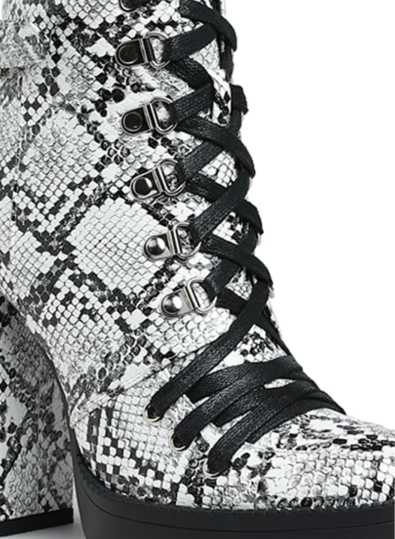 London Rag Black Snake Skin Cushion Collared Ankle Boots