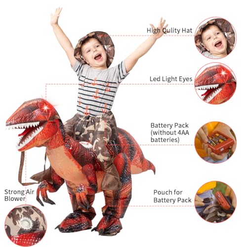 GOOSH Inflatable Dinosaur Costume for Kids Halloween Costumes Boys Girls Funny Blow up Costume for Halloween Party Cosplay (4-6Yrs) - Image 3