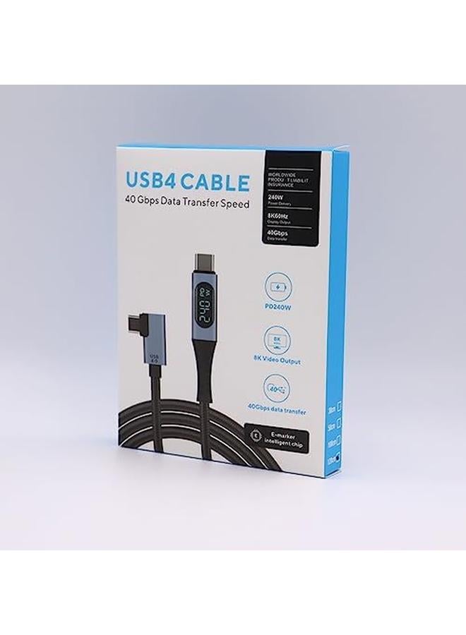 erorex 240W Usb 4 Cable With Led Display 40Gbps 8K 60Hz Pd Usb Type C To Usb C Male To Male With 90 Degreen Cable Cord For Computer Type C Laptop Pad Hub - Image 2